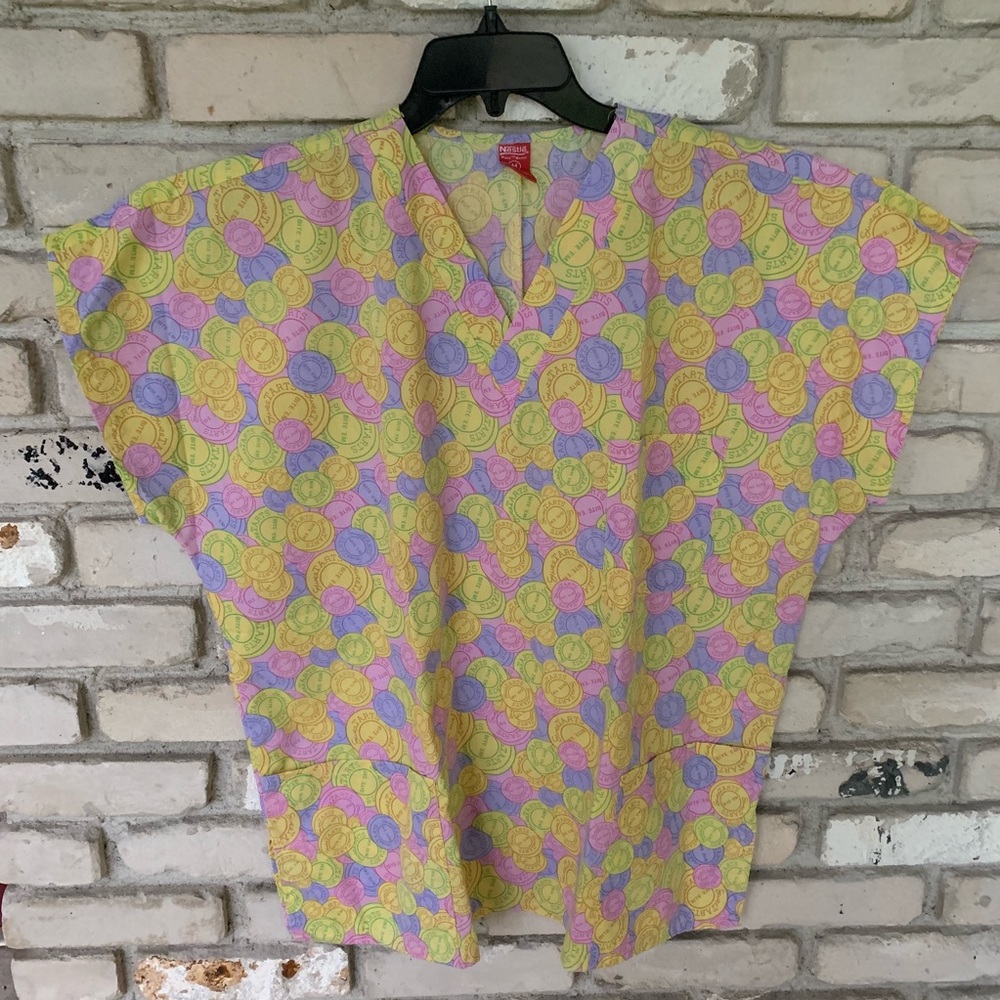 Nestle nurse scrubs with sweetarts design top